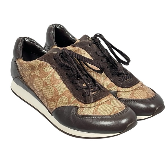 COACH Rebecca Khaki Chestnut Brown Sneakers Shoes Women's Size 8.5 - Picture 3 of 16